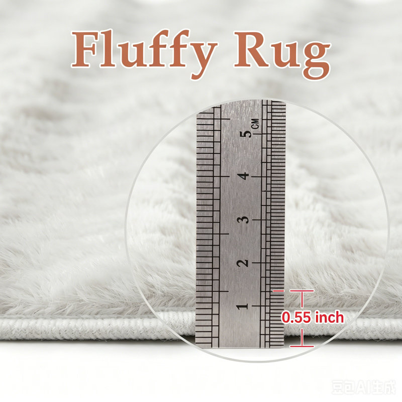 Modern Soft Solid Rabbit Faux Rug Machine Washable Area Rug with Non-Slip, Rectangle 3' x 5', White