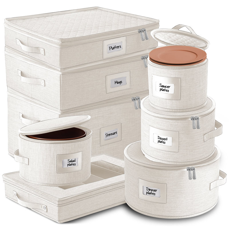 Ensemble de rangement pour vaisselle 8 pièces, Beige