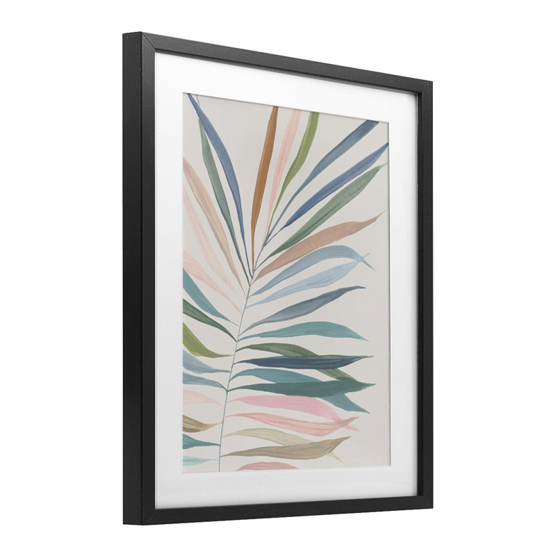 «Tropical Harmony Palms», reproduction sous verre encadrée, conception par Hannah Dawson, H 16 po x l 13 po