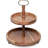 BIRDROCK HOME 2-Tier Farmhouse Serving Tray With Handle - Espresso