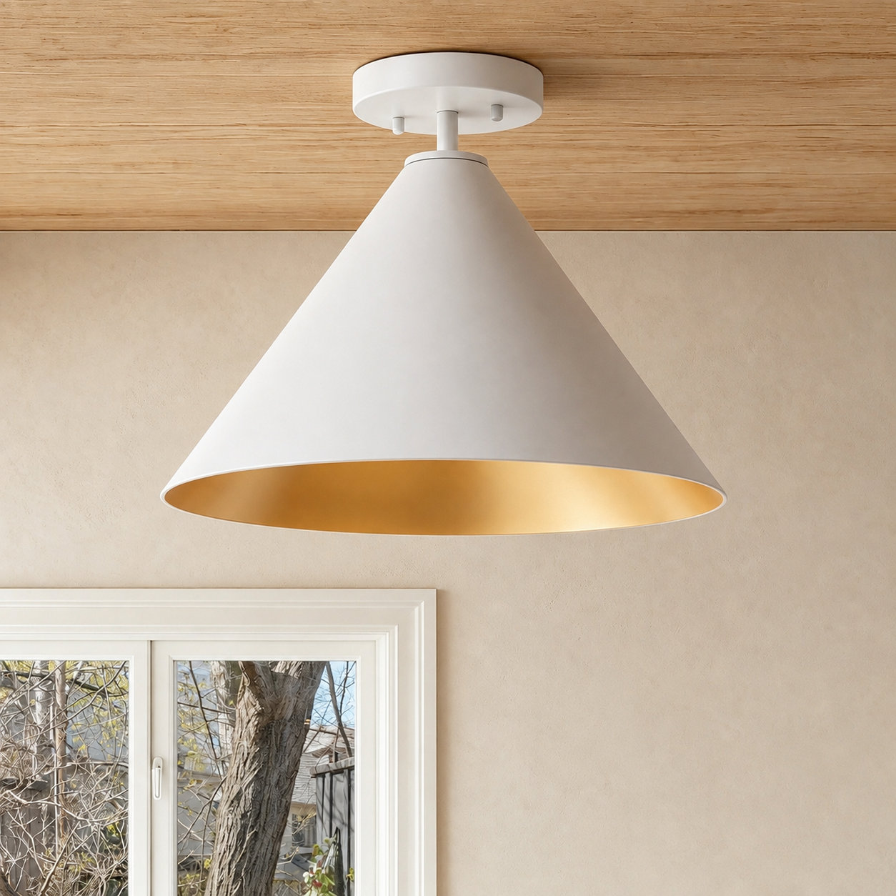 Single Light Metal Flush Mount, White