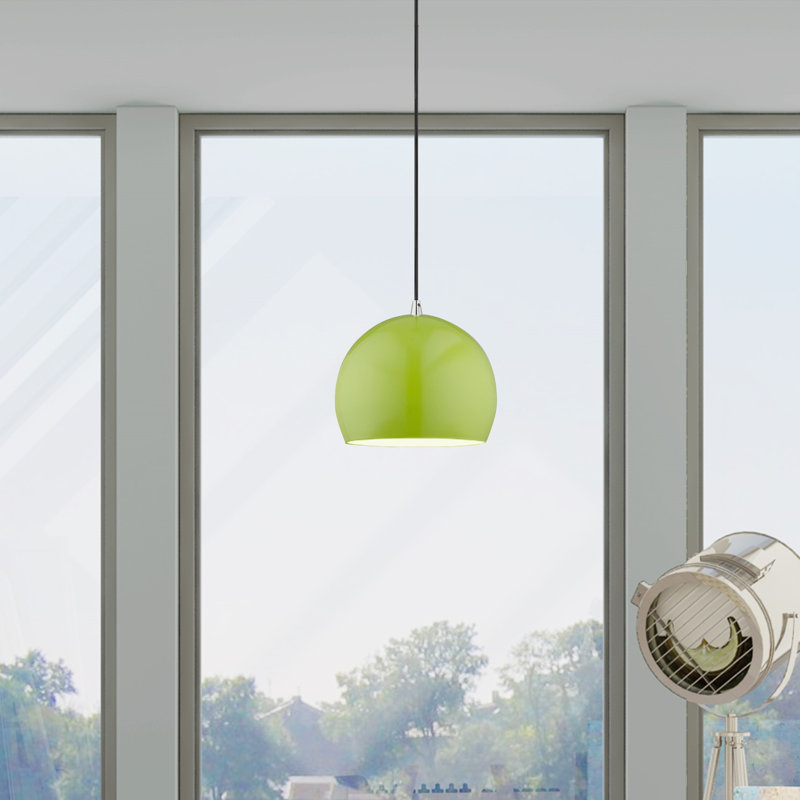 Luminaire suspendu en forme de dôme à 1 lumière Schultz, Vert pomme brillant