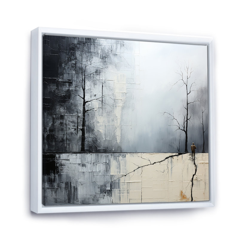 Simplicity Winter Dream Abstract, Cadre flottant blanc, H 30 po x l 30 po x P 1 po