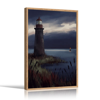 Peinture de phare au crépuscule, toile murale d'Halloween