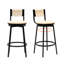 Tabourets de bar pivotants tissés à la main en corde de papier avec dossier Ensemble de 2 chaises de comptoir rondes rustiques pour salle à manger, îlot de cuisine-1267280789