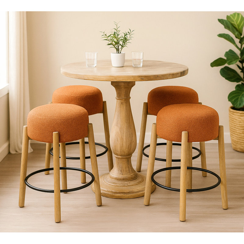 Ensemble de table de comptoir 36 po avec 4 tabourets de comptoir en tissu rouille Darlo