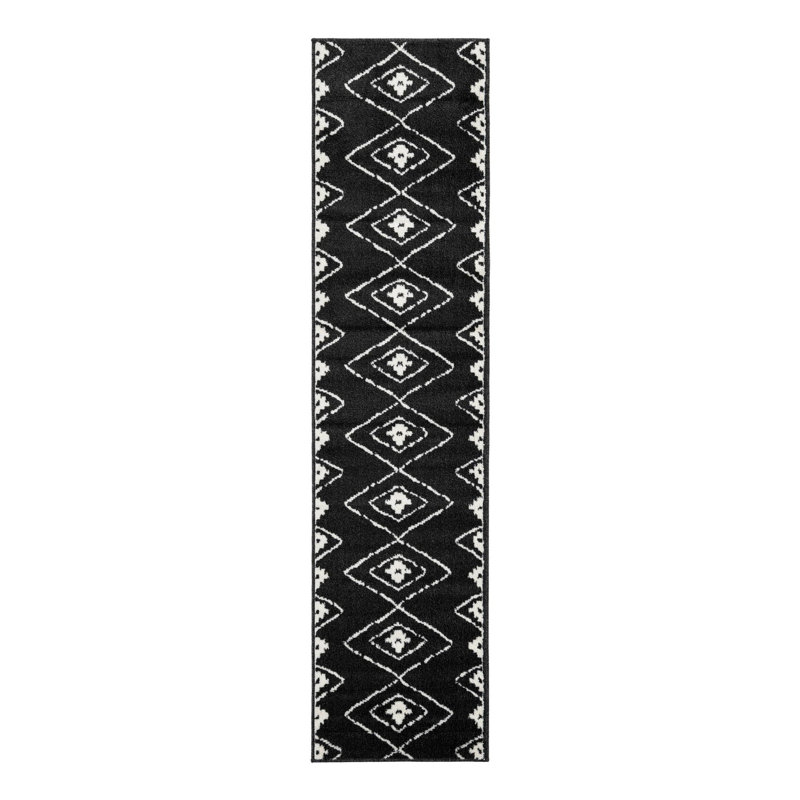 Latitude Run® Vefsna Nikolis Rug Black, Runner 2' x 8'