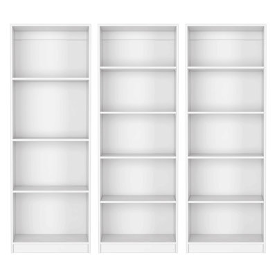 3 Piece Living Room Set With 3 Bookcases, White