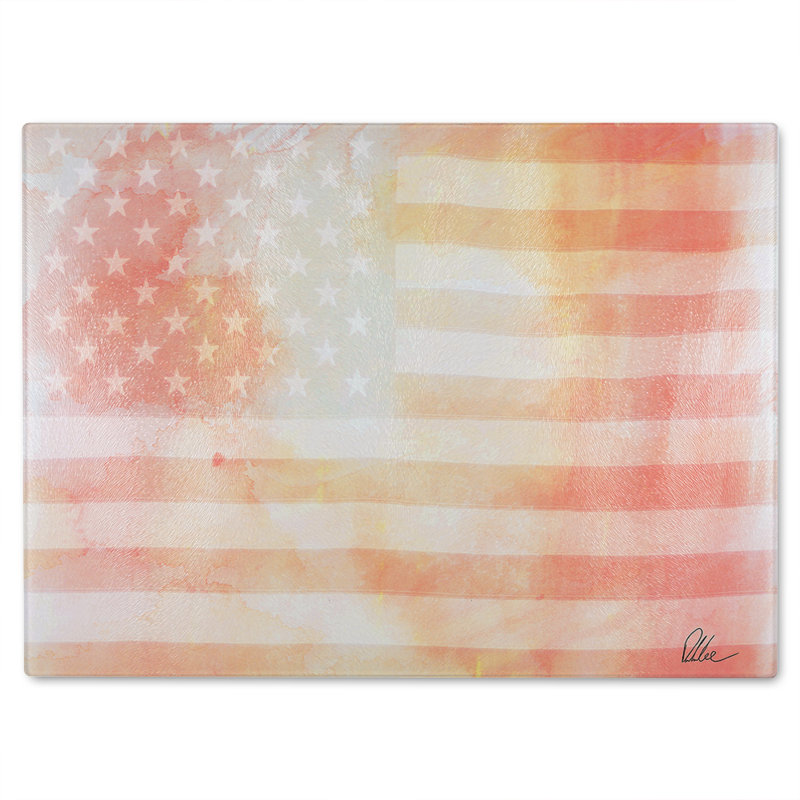 American Flag Glass Chopping Board, 40cm L x 28cm W