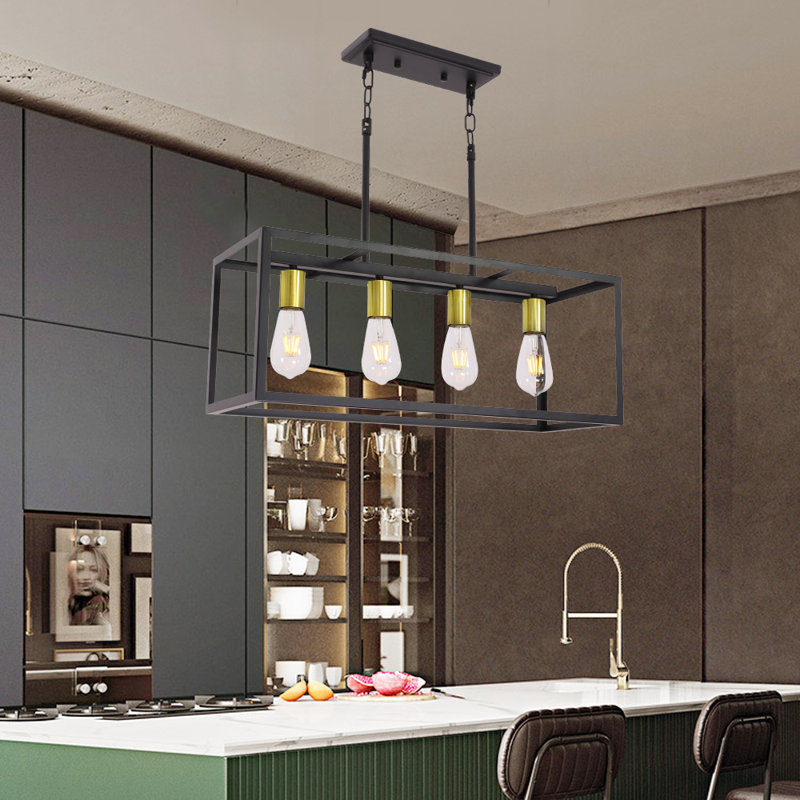 Guiterrez 4 - Light Kitchen Island Pendant, Black Brass