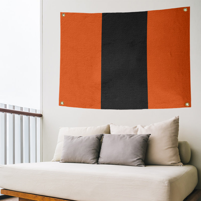 Tapisserie de polyester Anaheim, H 50 po x l 59 po x P 1 po, Orange / noir / orange