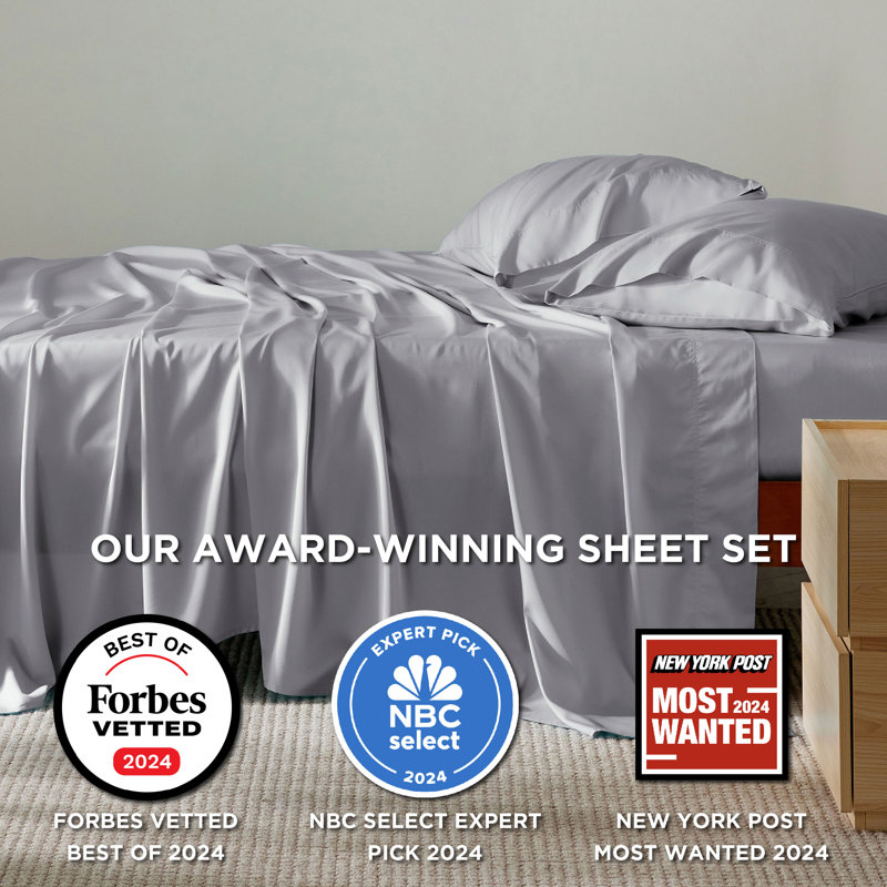 Essential Collection Cooling Rayon Derived from Bamboo Sheet Set, Queen Sheet Set with 2 Pillowcases, Silver Gray
