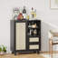 Buffet en rotin avec tablette réglable, buffet avec tiroirs pour le salon, la cuisine, le vestibule-2034195922