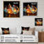 Feu, vagues d'eau, bleu et orange - formes modernes abstraites, art mural-1192608317-1192608288
