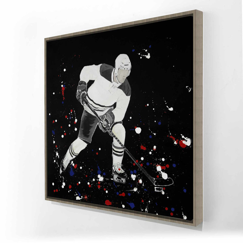 «Hockey Player Ready for Action», impression sur toile encadrée moderne