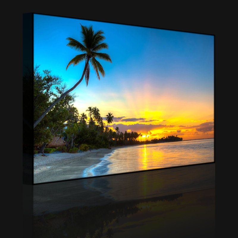 Palms On The Beach by No - Wrapped Canvas Print, 60cm H x 80cm W x 4.5cm D, Without lighting