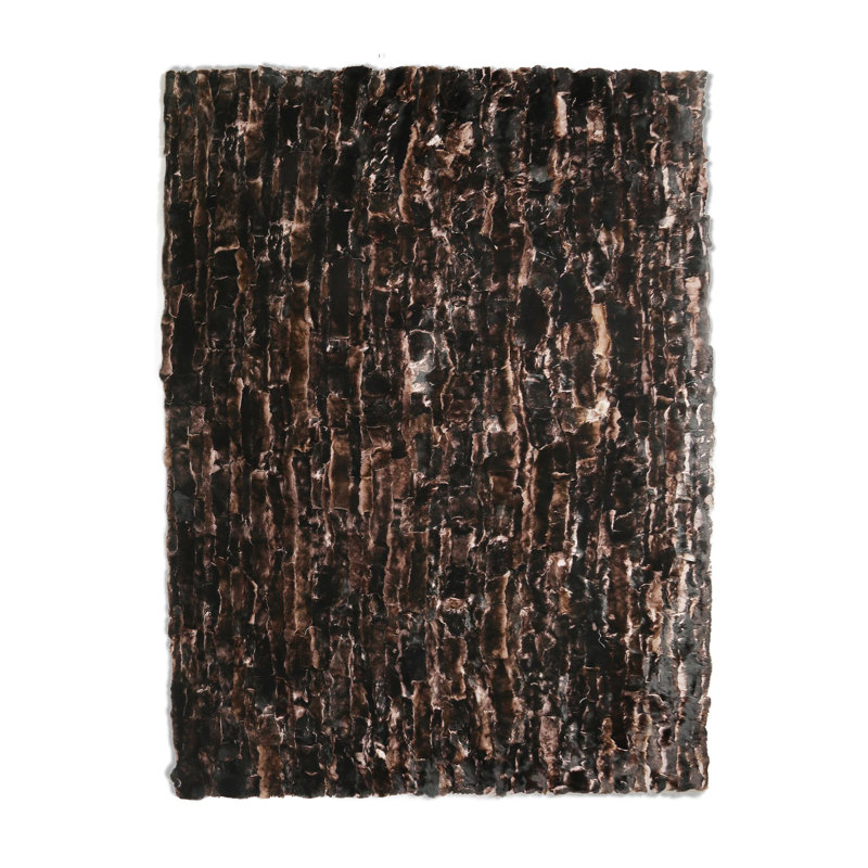 Handmade Rex Rabbit Rug In Brown And Black Custom Size Luxury Natural Fur Carpet, Runner 5'10" x 12'
