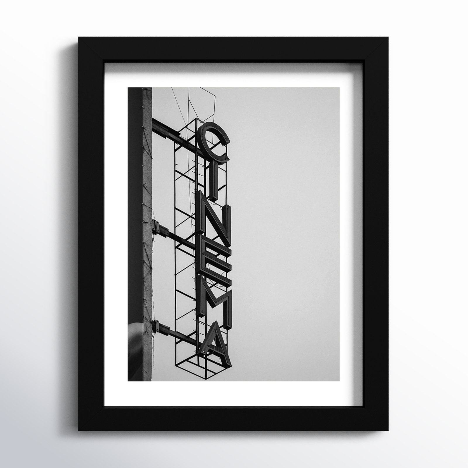 Cinema Marquee Sign Photo Print, 14.12" H x 11.12" W x 0.88" D, Black