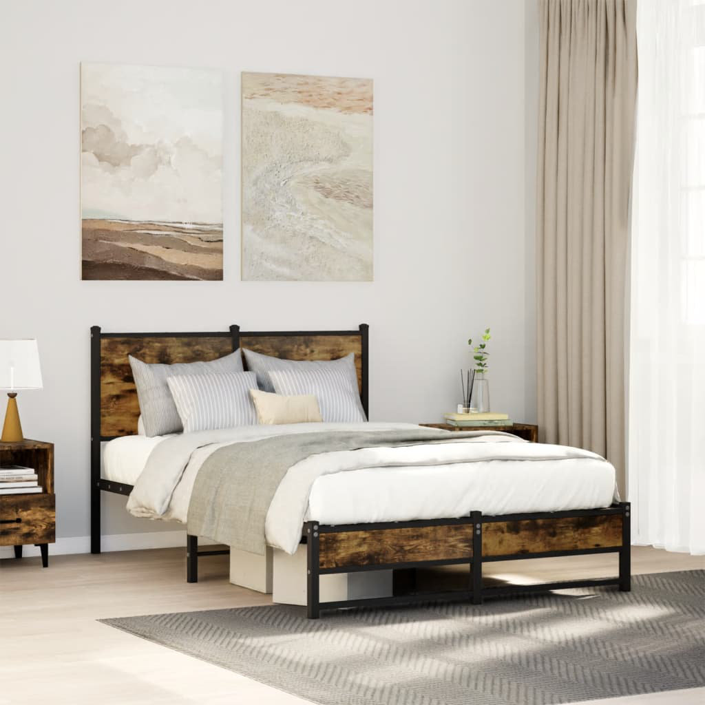 Borough Wharf Metal Bed Frame Without Mattress Smoked Oak