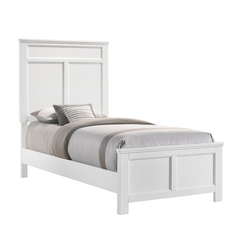 Lit standard en bois Jonnathan, Simple, Blanc