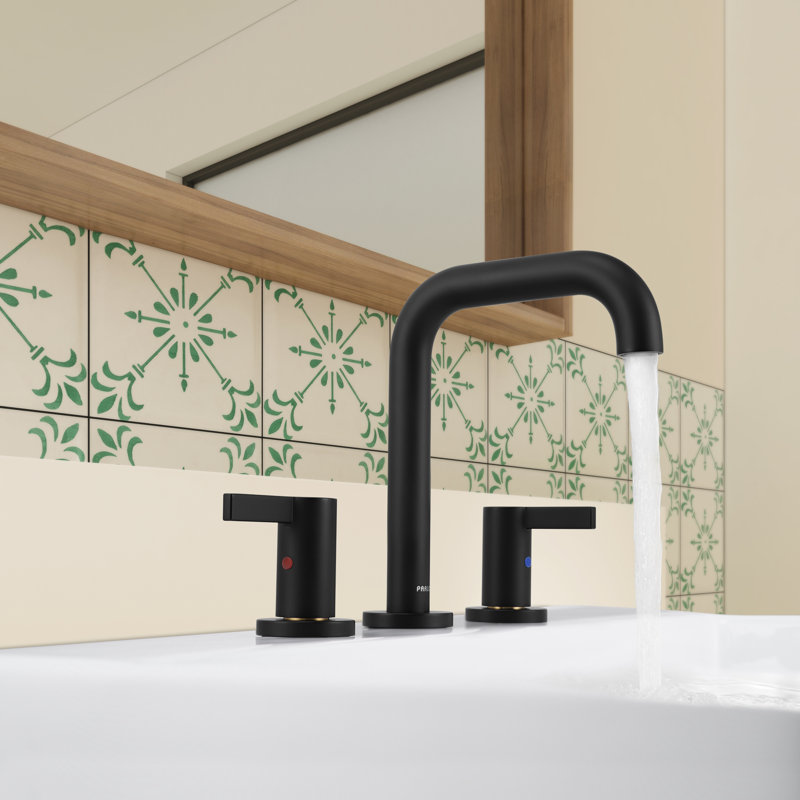 Robinet de salle de bain surdimensionné à 2 poignées avec conduites d'alimentation en eau, Noir mat