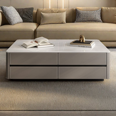 Premium saddle leather coffee table