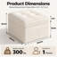 Pouf carré en velours côtelé 23,6 po avec support en mousse double couche, beige