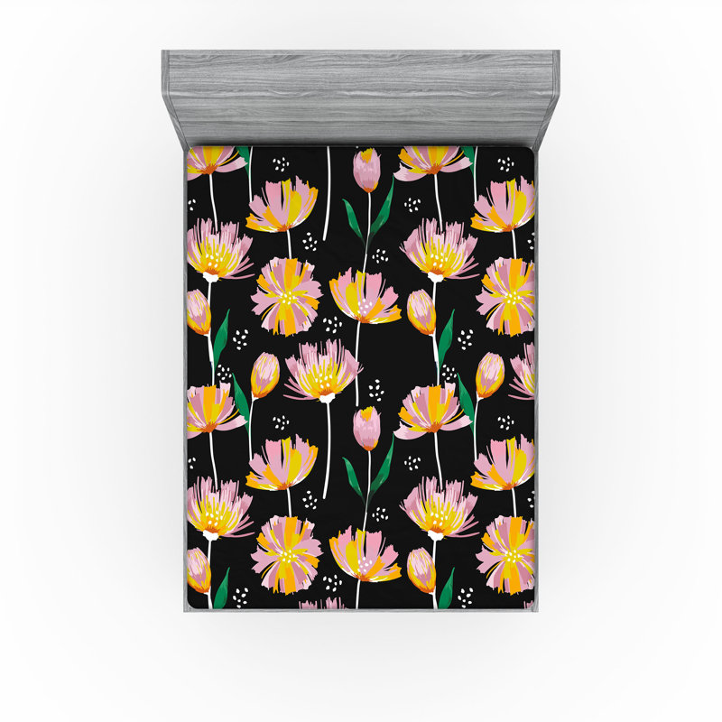 Drap-housse à motif botanique Ambesonne