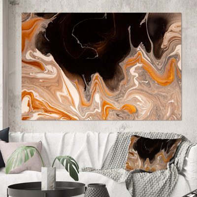 Vagues de marbre brun et noir - Peinture sur toile