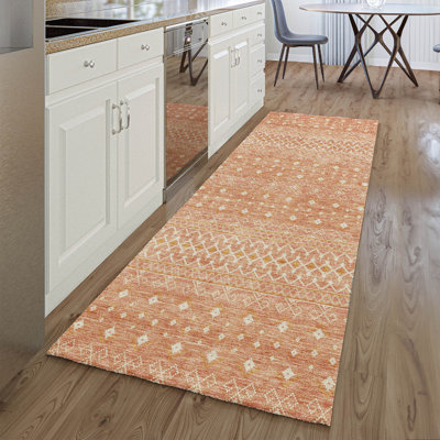 Premium Machine Washable Prisco Salmon Rug