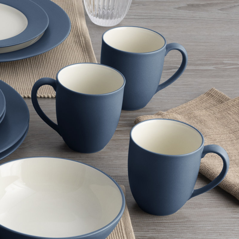 Blue Ceramic 12 oz. Microwave Safe Mug Set