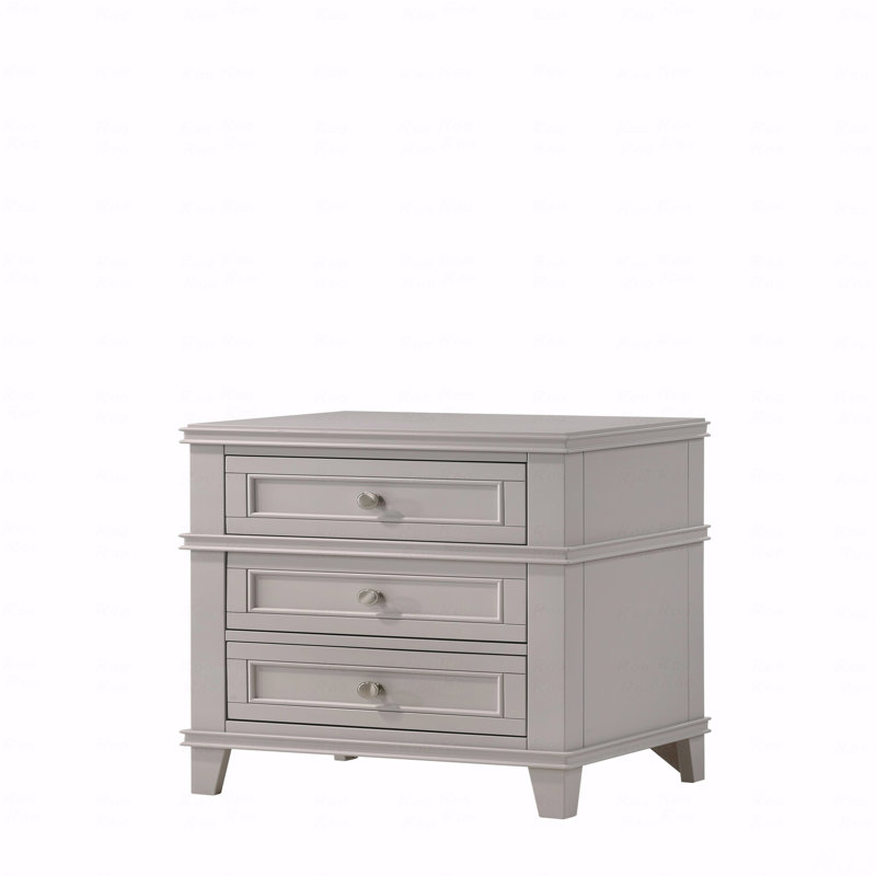 3-Drawer Nightstand With USB Ports, Gray