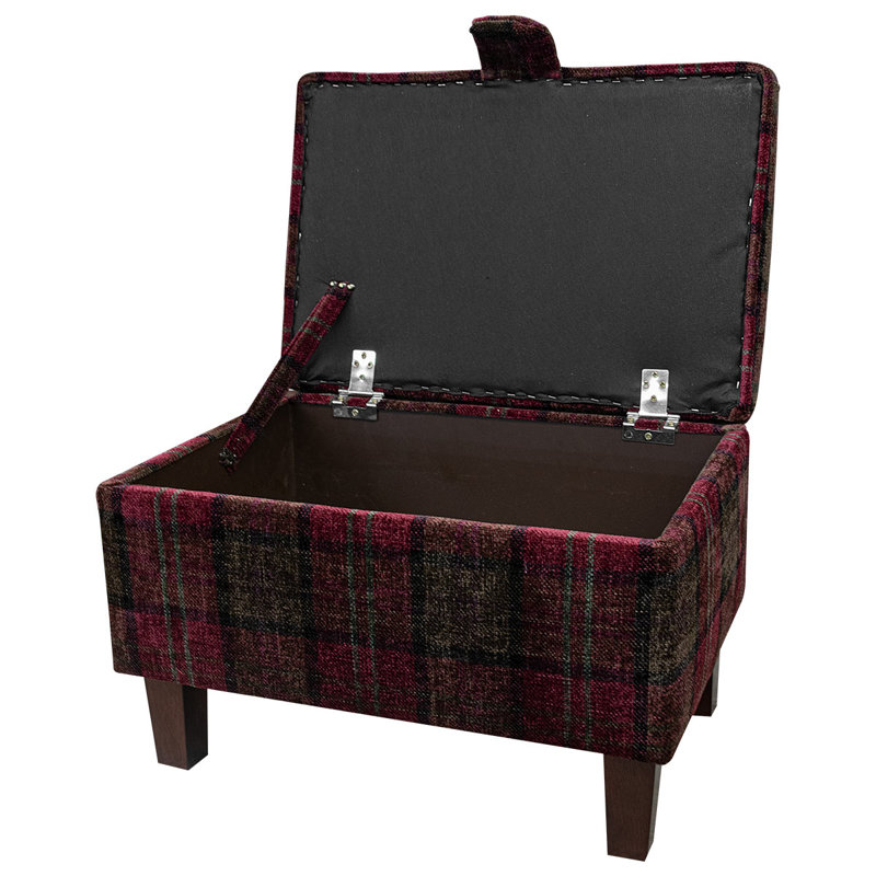 50.8cm Wide Rectangle Plaid Footstool Ottoman with Storage