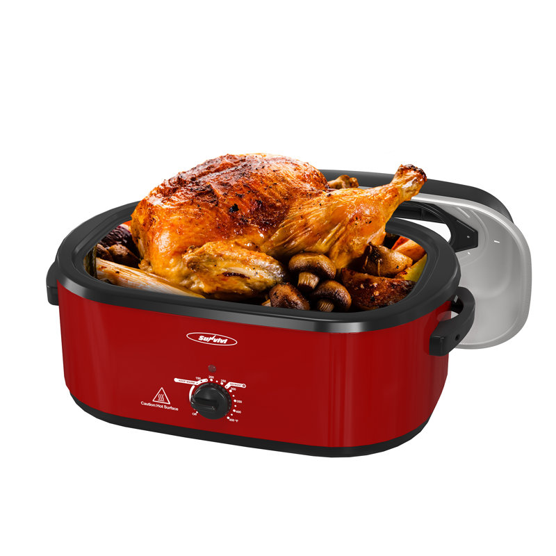 Electric Roaster Oven With Removable Pan, Red, 23qts.