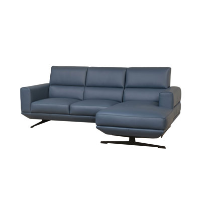 Kissha 97" Wide  Genuine Leather Right Hand Facing Sofa & Chaise