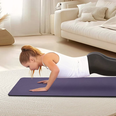 Tapis de yoga, tapis d'exercice avec antidérapant, tapis professionnel TPE Exericise, tapis d'entraînement polyvalent pour femmes de 72 po x 24 po, exercices de Pilates