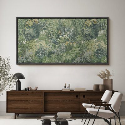 Dense Tropical Foliage Large Framed Canvas Print Wall Art, Jungle Boho Decor