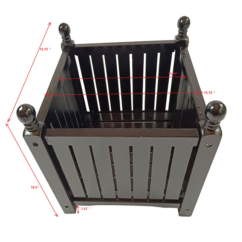 Wood Square Outdoor Planter Box - Black, For Garden/Patio/Herb Plants