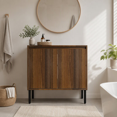 Meuble-lavabo sur pied 36 po sans lavabo 36 po avec 4 tiroirs et 2 armoires, structure en bois massif, meuble-lavabo seulement