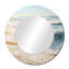 Golden and Blue Beach Tranquility I - miroir de plage, miroir mural rond beige, impression d'art en métal-99624046