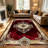 1PC Vintage Baroque Burgundy Gold Filigree area rugs for Living Room, Soft and Comfortable, Suitable for all seasons, easy-to-maintain, machine washable Indoor floor mat, Under Table Farmhouse suitable for dining room, bedroom, entryway, kitchen,-129513416