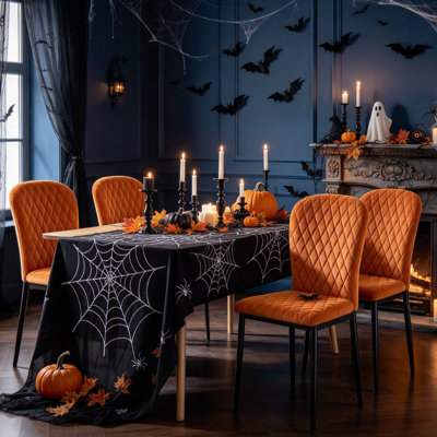 Modern Velvet High Back Upholstered Dining Chair with Diamond Stitching for Dining Room, Restaurant, Bar
