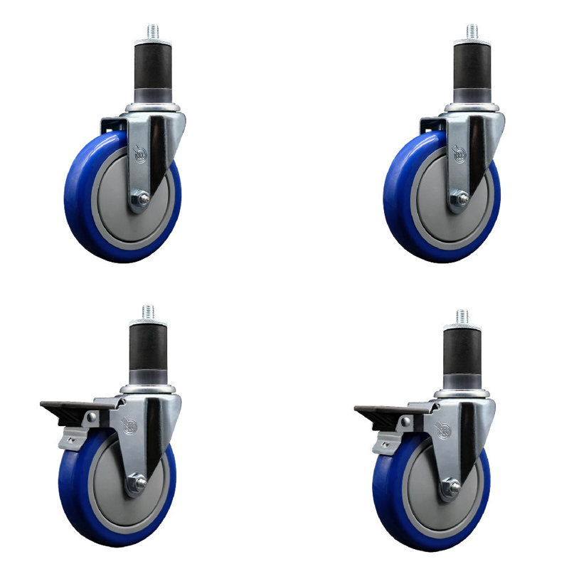 Ensemble de roulettes extensibles en poly 1 roue pivotante 1-5 / 8 pouces SCC