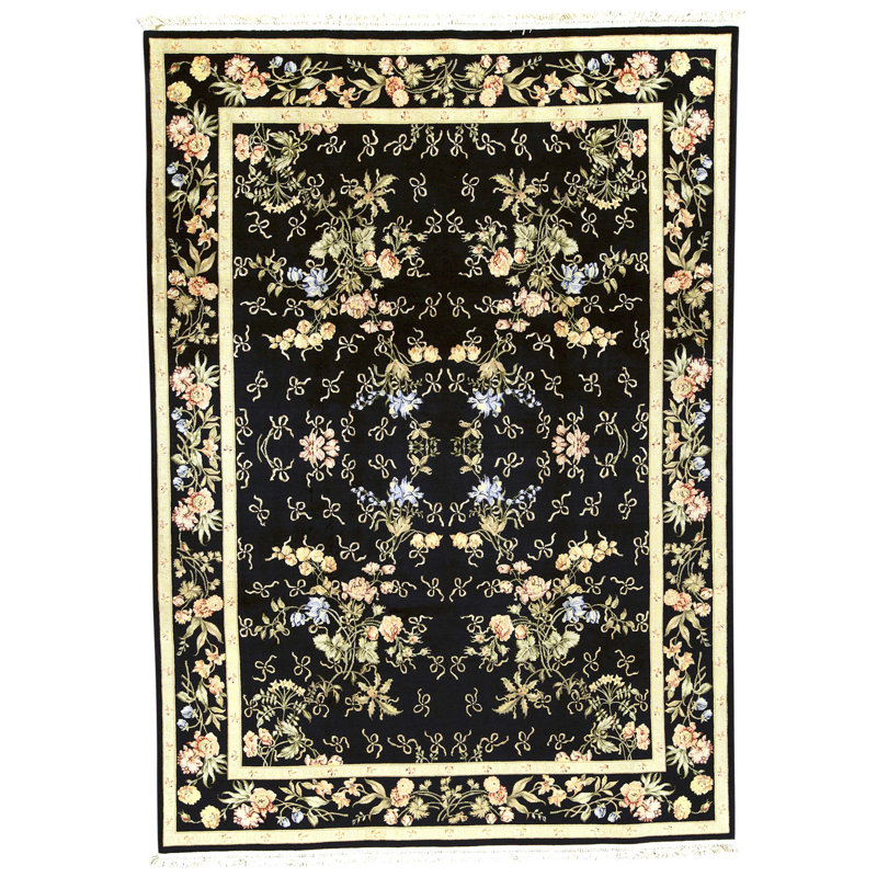 Hand Knotted Area Rug in Black