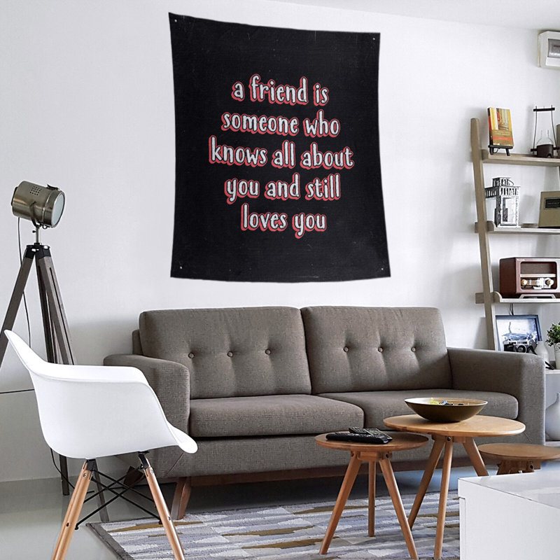 Tapisserie tableau en polyester «Love and Friendship», H 104 po x l 88 po, Rouge