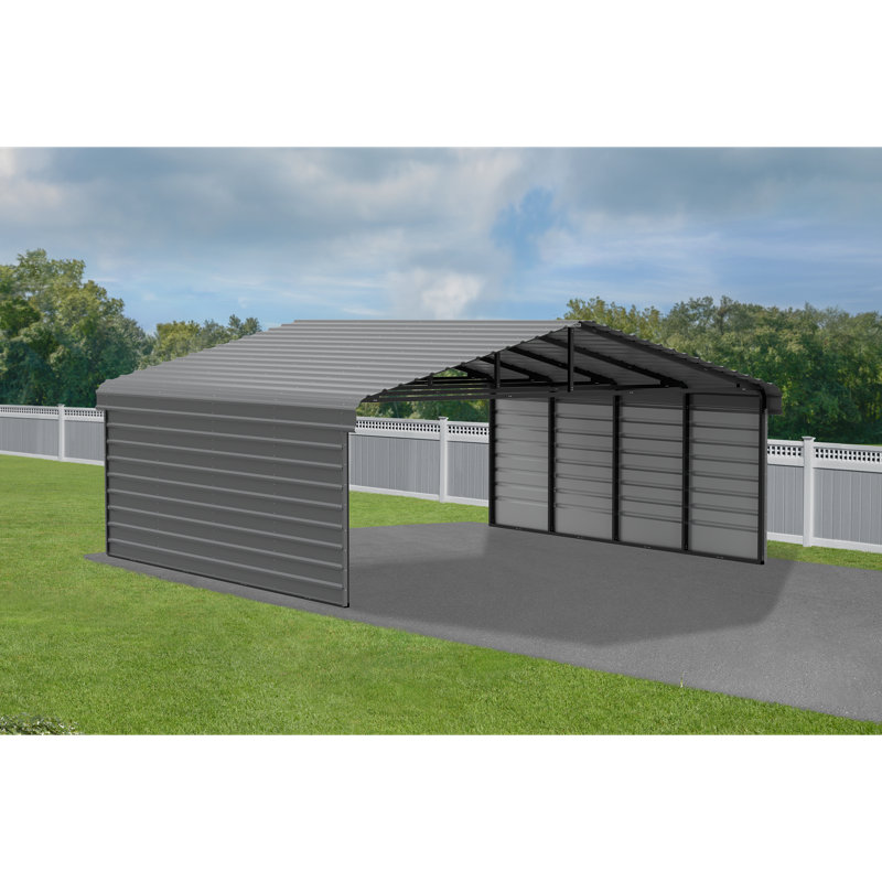 20' x 20' Charcoal Steel Carport Kit with Enclosure