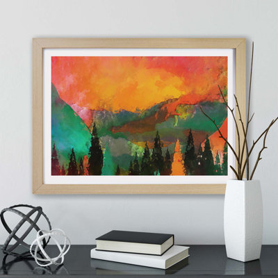 Trees At The Foot Of A Setting Sun - Single Picture Frame Painting