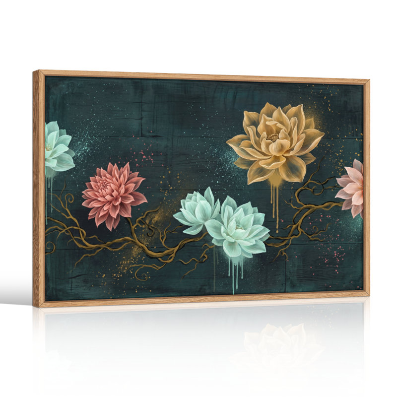 Ensemble de 1 toile murale à motif floral, 32"H x 48"W, Natural