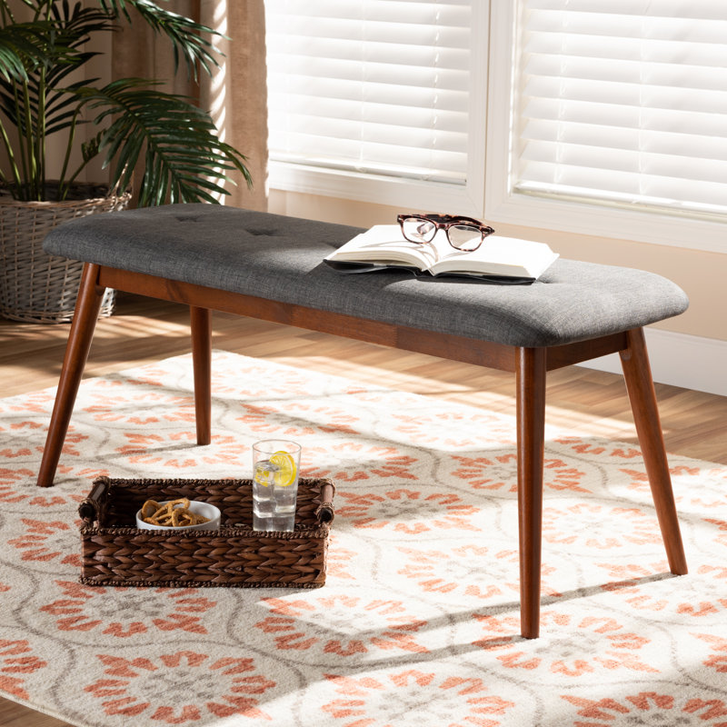 Chanlee Polyester Upholstered Bench, Dark Gray