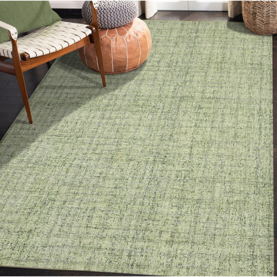 Oksen Hand Woven Wool Green Area Rug